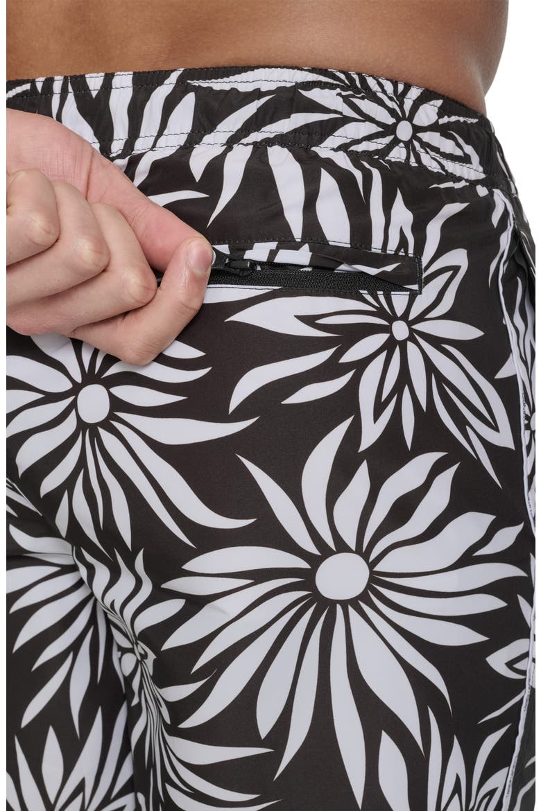Floral Swim Trunks, Alternate, color, BLACK MULTI