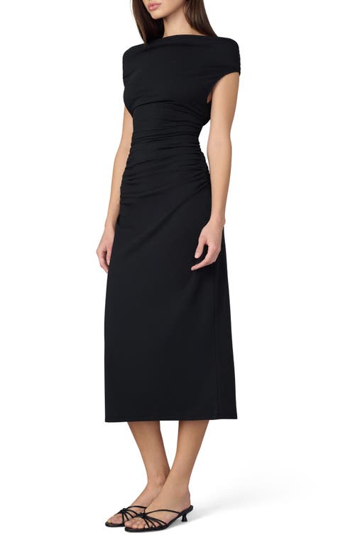 Joe's The Mia Scrunch Off-the-shoulder Midi Dress In Black