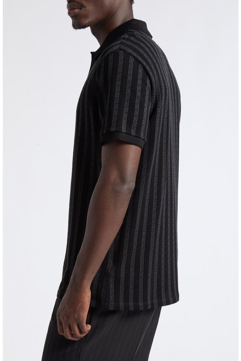 Greca Stripe Jacquard Polo, Alternate, color, BLACK GREY