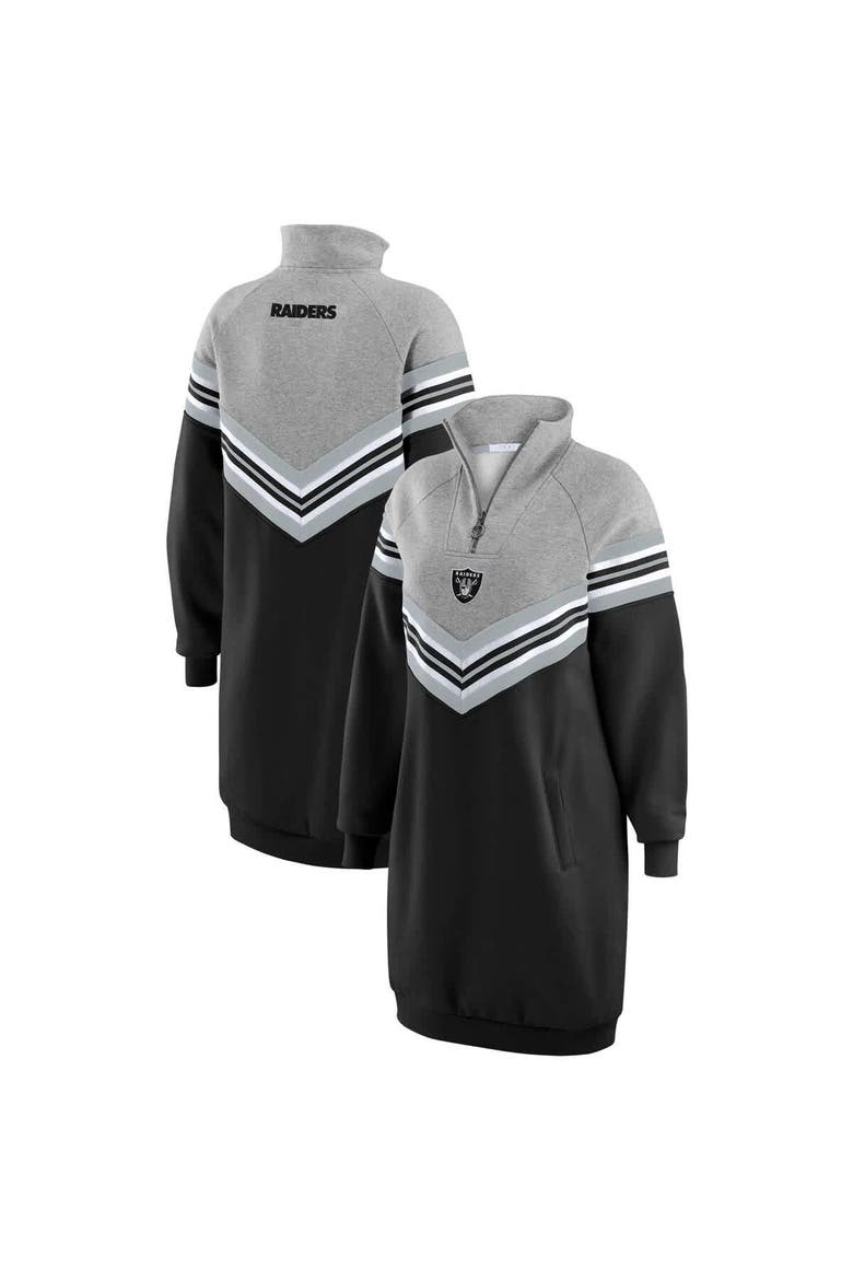 Women's WEAR by Erin Andrews  Black/Heather Gray Las Vegas Raiders Chevron Stripe Dress, Alternate, color, Black