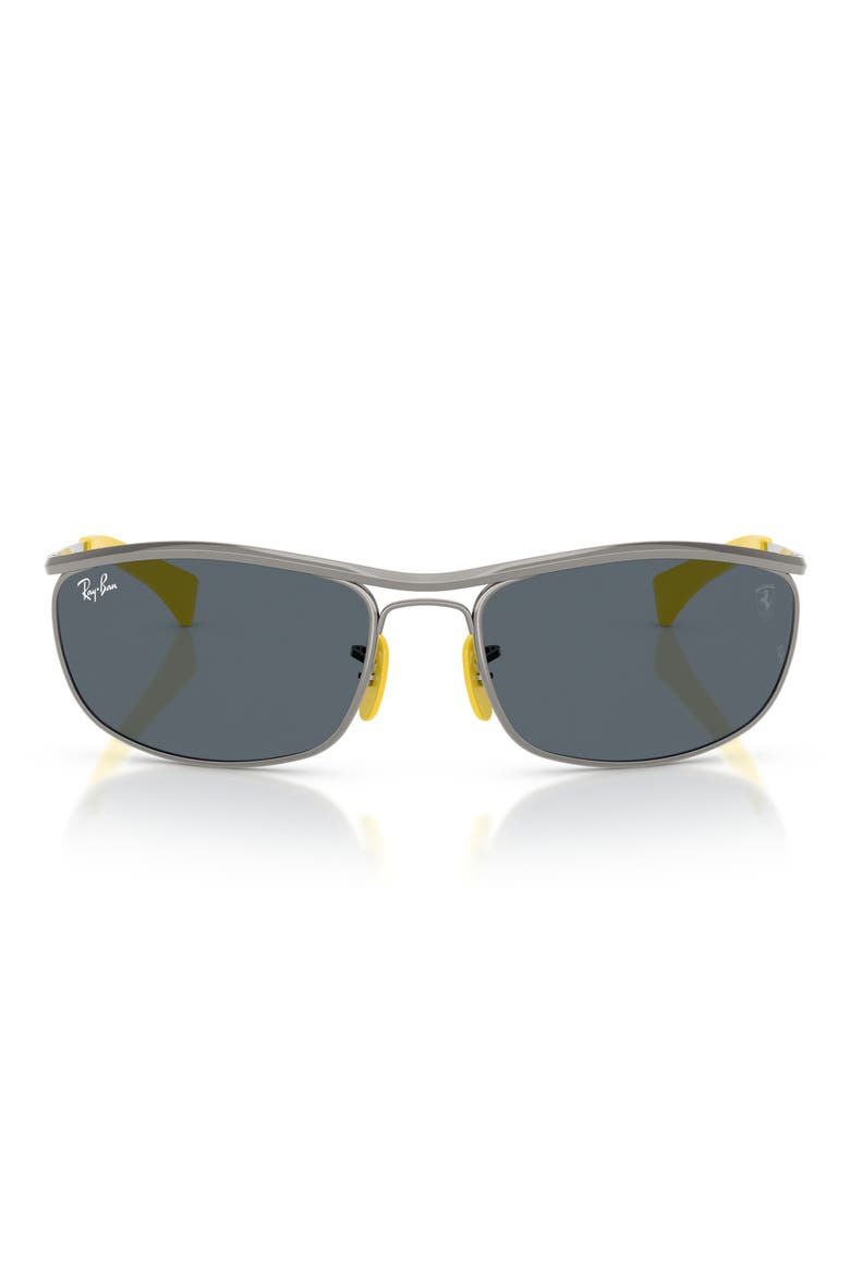 x Ferrari 62mm Oversize Oval Sunglasses, Main, color, GUNMETAL / BLUE