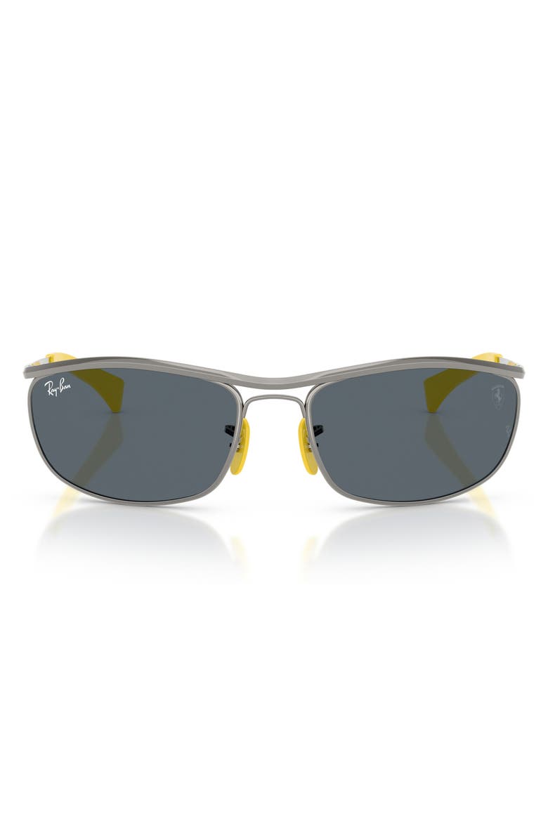 Ray-Ban x Ferrari 62mm Oversize Oval Sunglasses, Main, color, Gunmetal / Blue