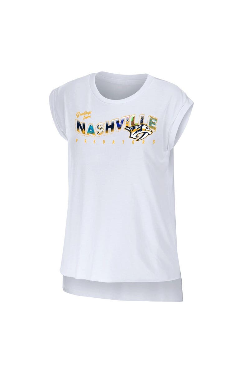 WEAR by Erin Andrews Women's WEAR by Erin Andrews White Nashville Predators Greetings From Muscle T-Shirt, Alternate, color, White
