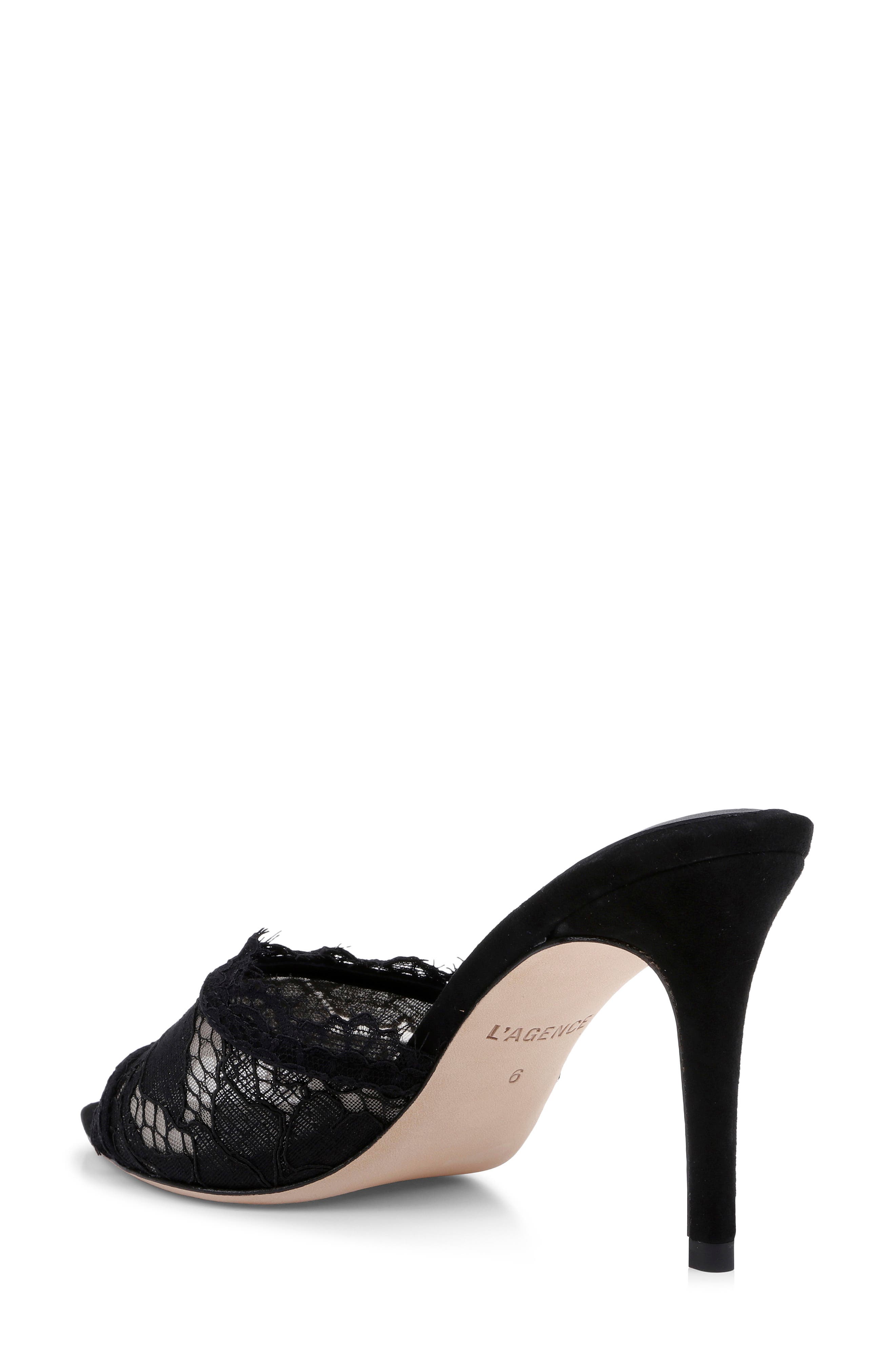 Penn Pointed Toe Lace Sandal, Alternate, color, BLACK LACE