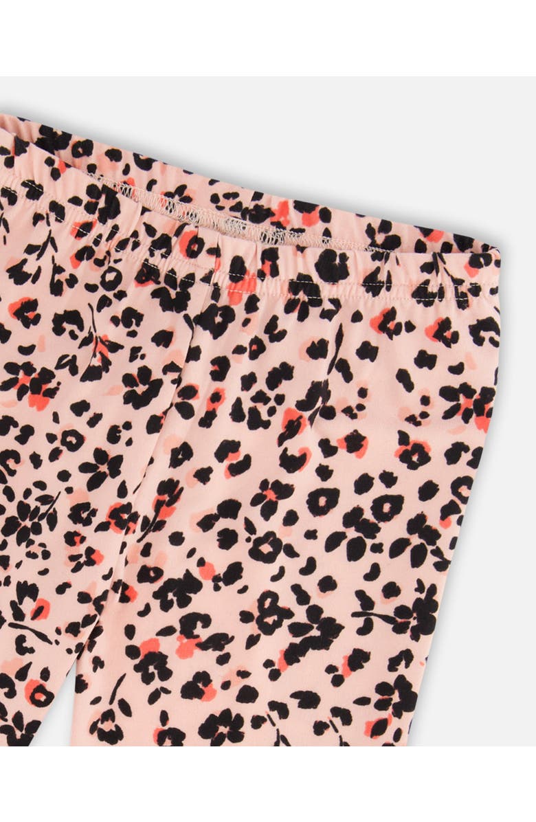 Deux par Deux Little Girl's Leggings Pink Printed Leopard Flowers, Alternate, color,