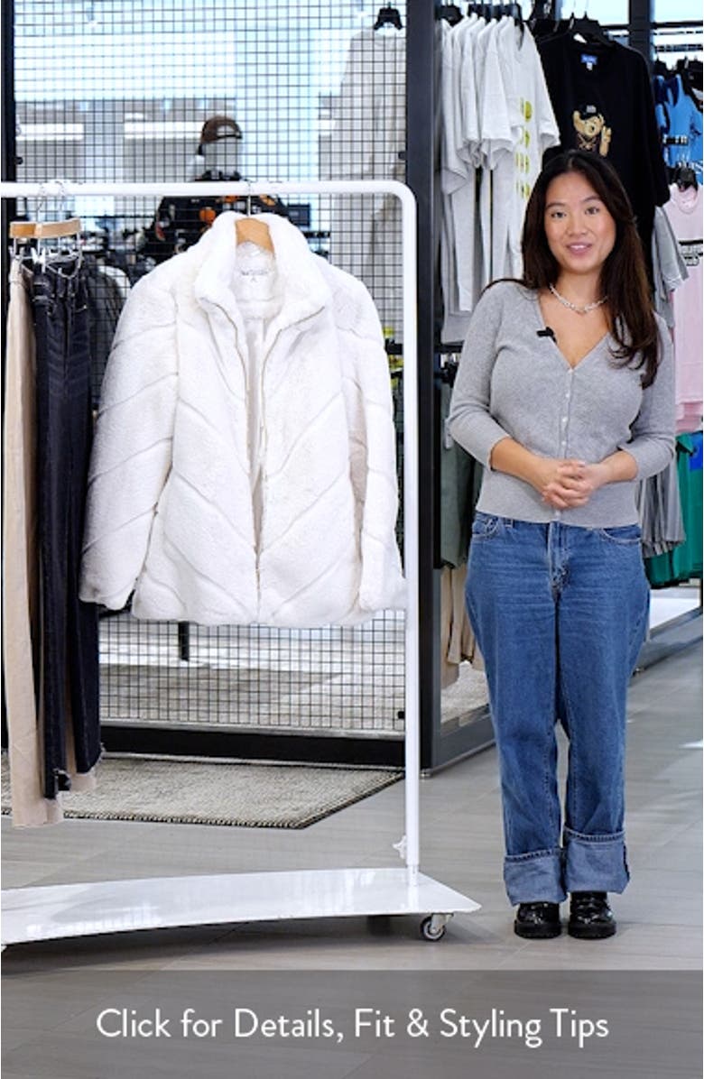 Chevron Faux Fur Jacket, sales video thumbnail