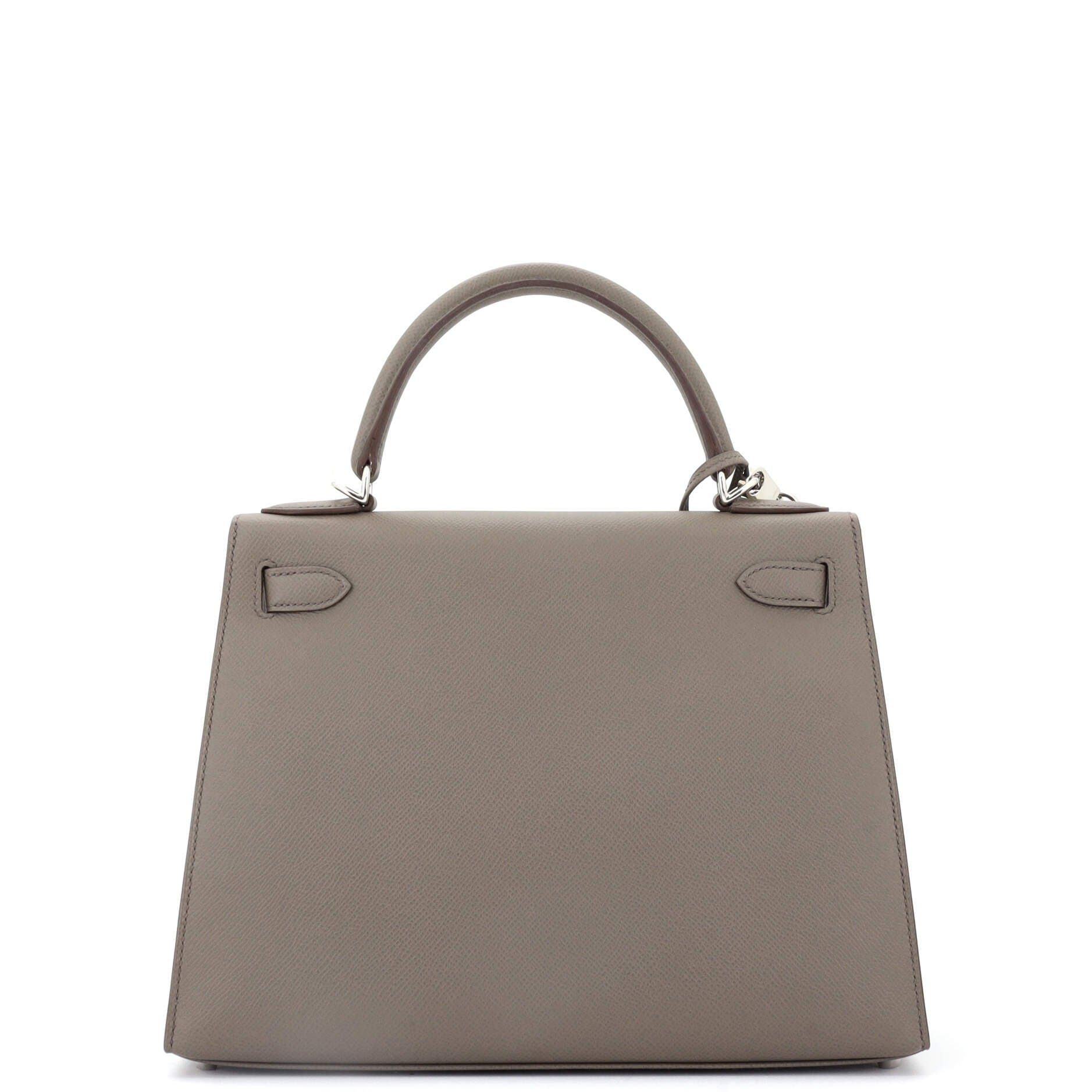 Pre-Owned Hermes Kelly Handbag Grey Epsom with Palladium Hardware 28, Alternate, color, 