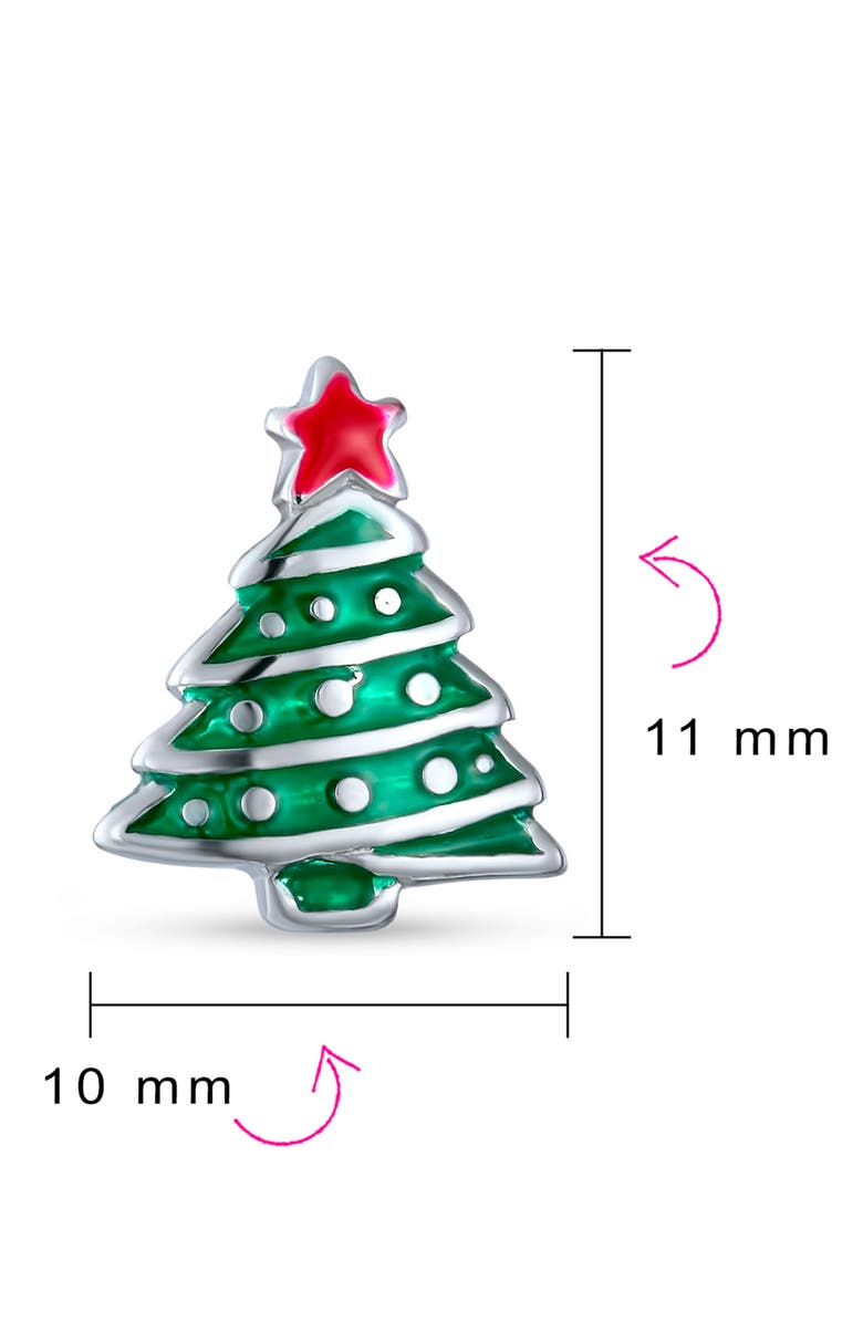 BLING JEWELRY Sterling Silver Enamel Christmas Tree Stud Earrings, Alternate, color, Green