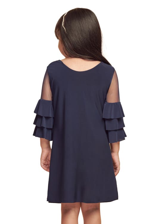 Un Deux Trois Tiered Sleeeve Dress In Blue