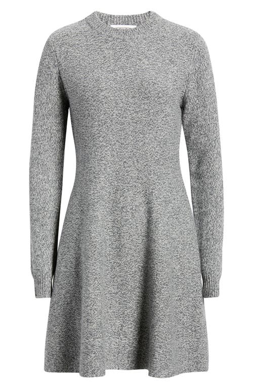 Nordstrom Marled Long Sleeve Wool & Cashmere Fit & Flare Minidress In Gray