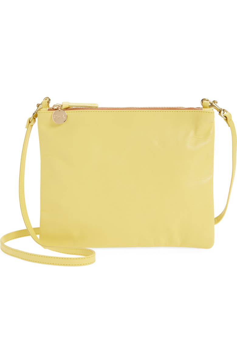 Clare V. Double Sac Bretelle Leather Crossbody Bag, Main, color, Butter