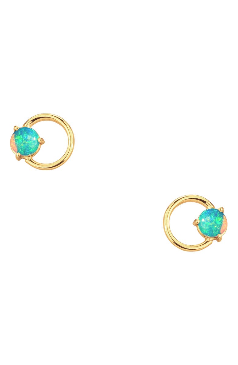 Wwake Large Opal Circle Stud Earrings, Main, color, 