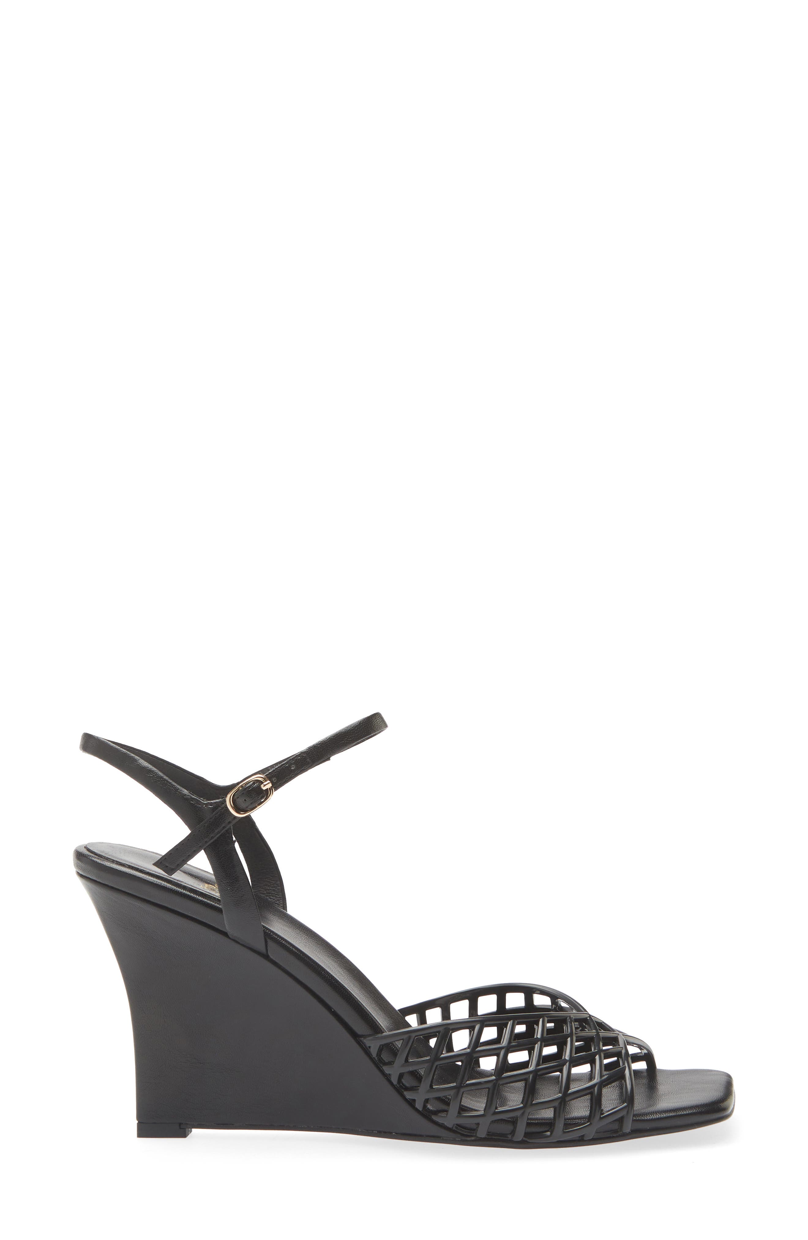 Jeffrey Campbell Bop-It Wedge Sandal, Alternate, color, Black