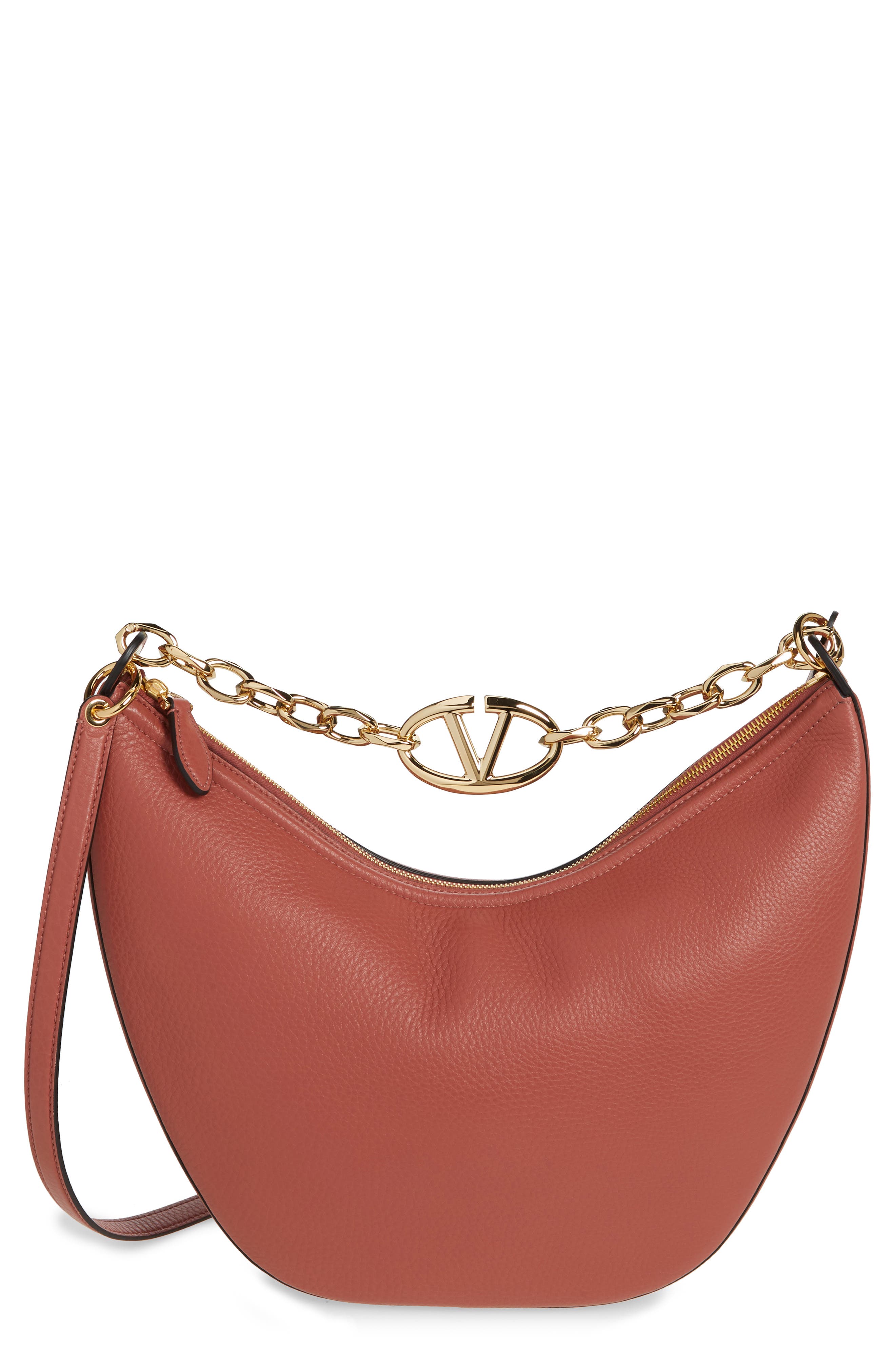 Valentino Garavani Medium VLOGO Moon Leather Hobo Bag, Main, color, 