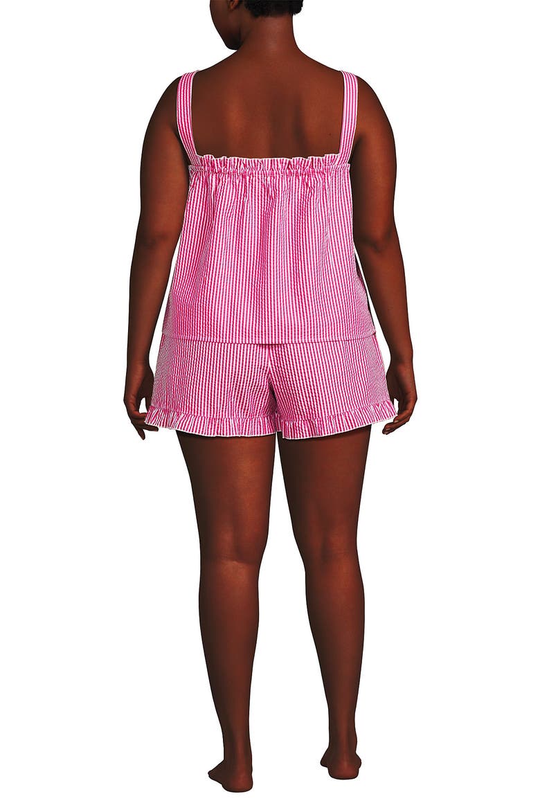 Seersucker 2 Piece Pajama Set - Tank and Shorts, Alternate, color, Hot Pink Pinstripe