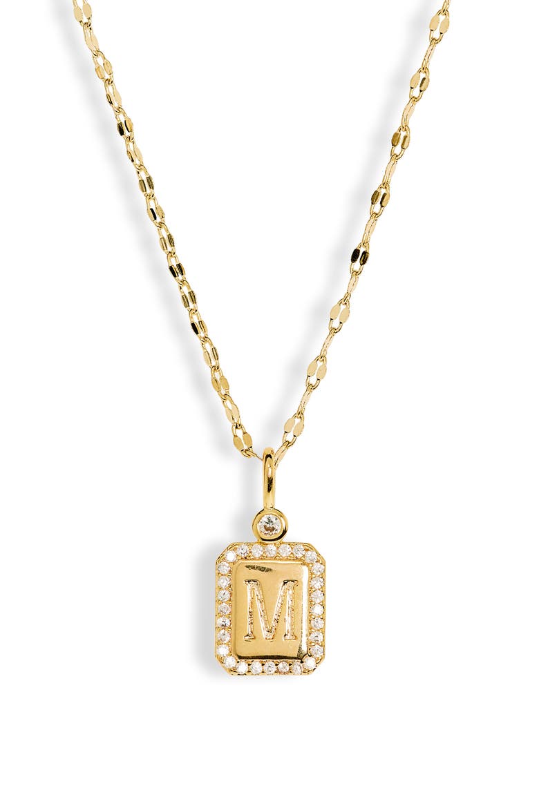 Initial Pendant Necklace, Alternate, color, M- CLEAR- GOLD