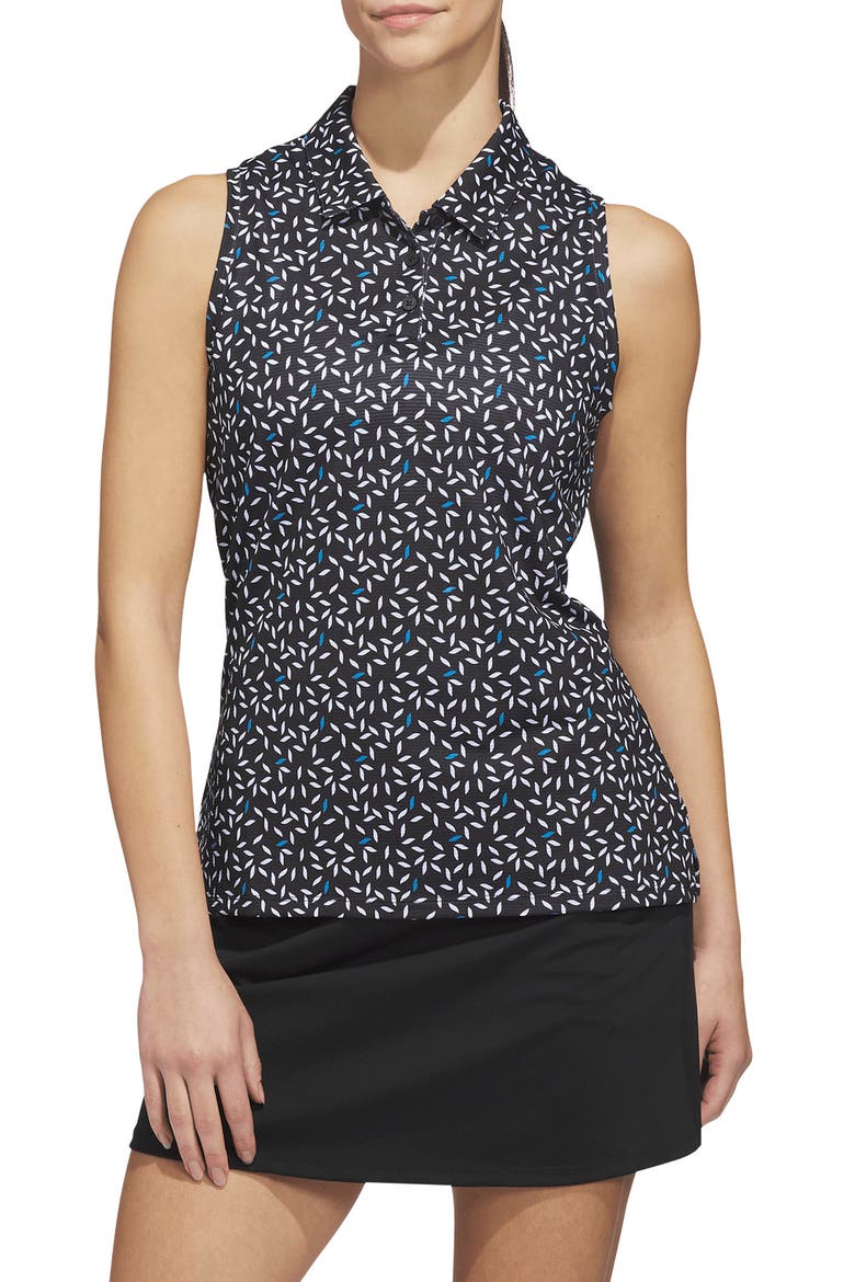 Ultimate All Over Print Sleeveless Polo, Main, color, BLACK