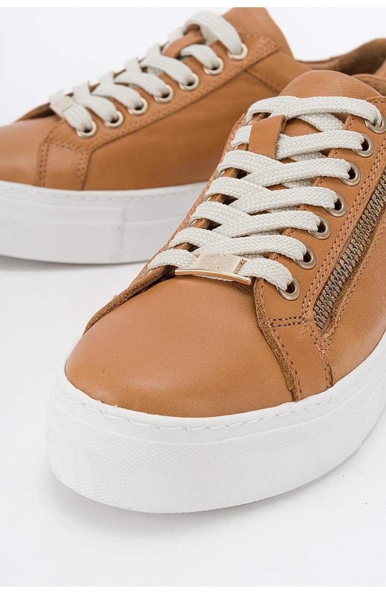 Forever & Always Shoes Beryl Leather Zip Sneaker, Alternate, color, Cognac Brown Leather