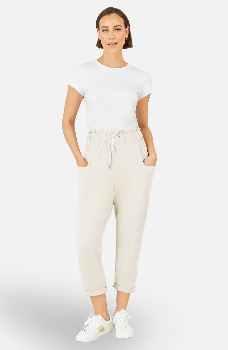Yumi Cotton Relaxed Stretch Trousers, Alternate, color, Chalk