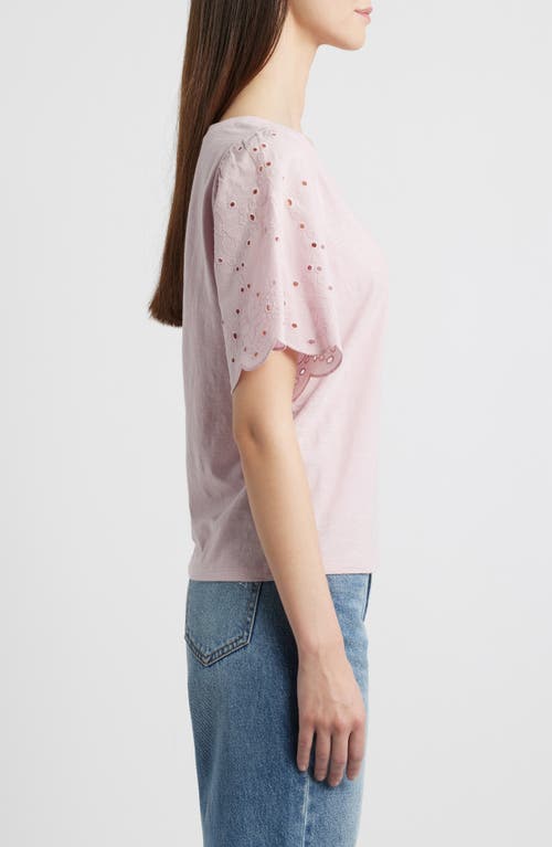 BEACHLUNCHLOUNGE BEACHLUNCHLOUNGE PERCY EYELET SLEEVE MIXED MEDIA TOP