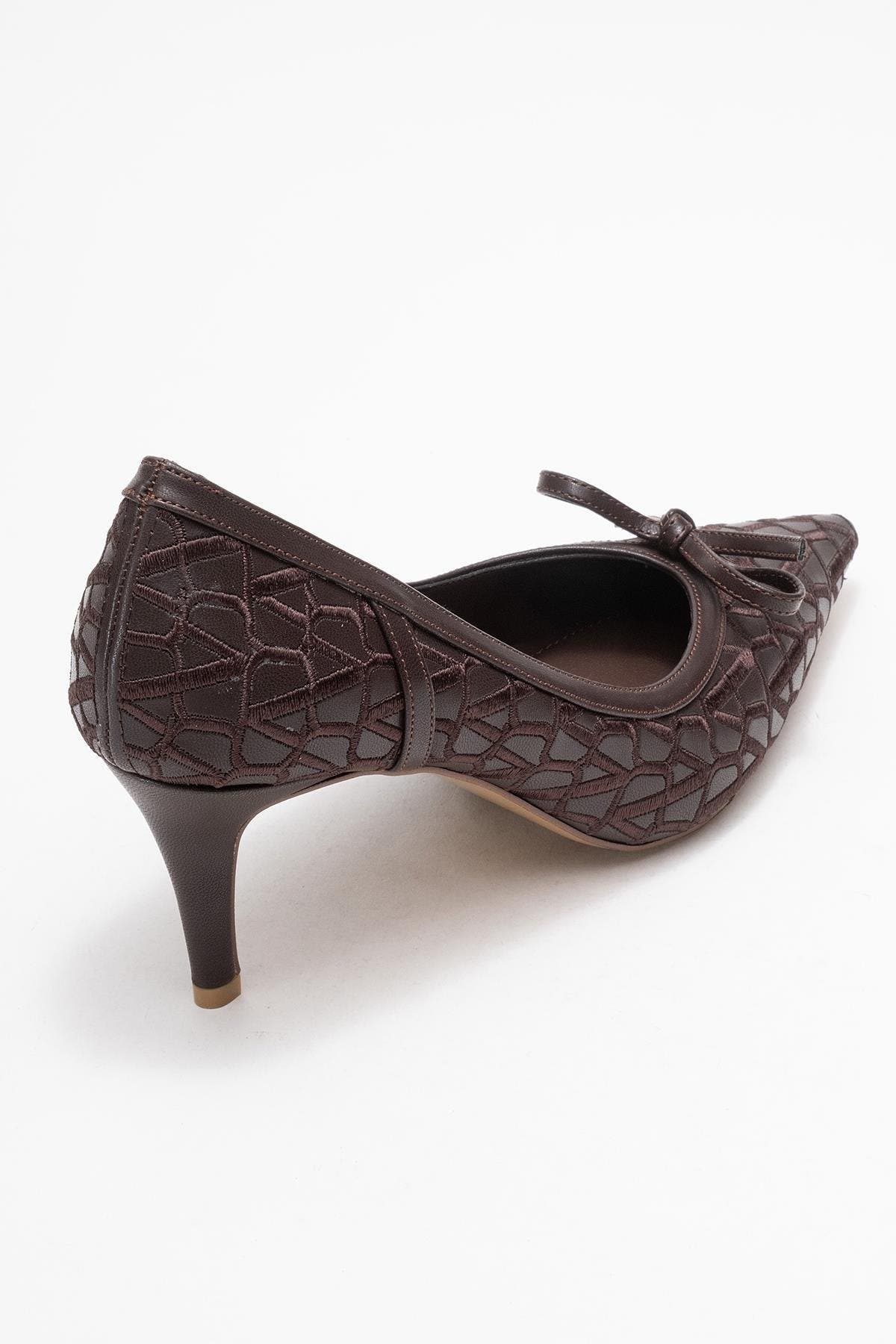 Camden Bow Pointed Toe Pump, Alternate, color, Brown Pattern