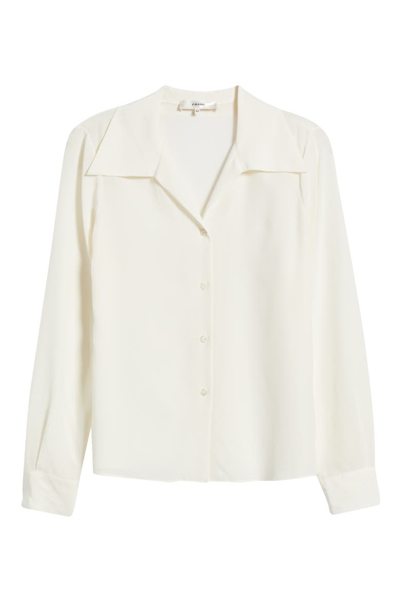 The Moment Silk Button-Up Shirt, Alternate, color, CREAM