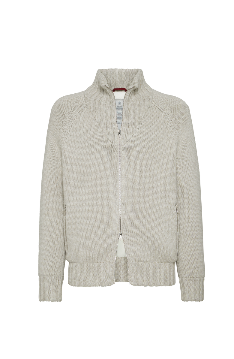 Brunello Cucinelli Knit jacket with padding, Main, color, Salt