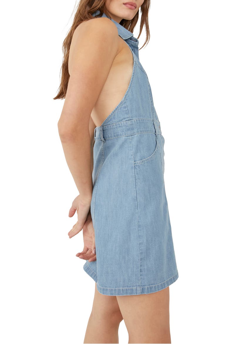 Sami Denim Halter Minidress, Alternate, color, BALI BLUE