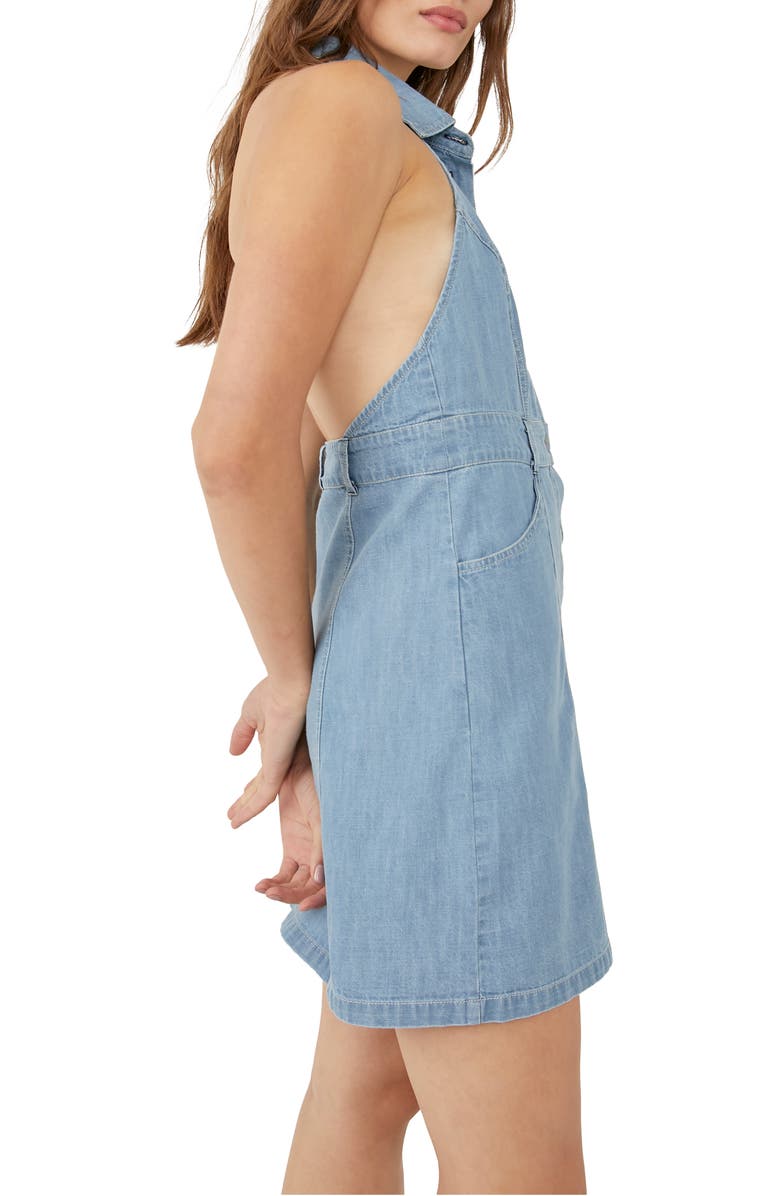 Free People Sami Denim Halter Minidress, Alternate, color, 