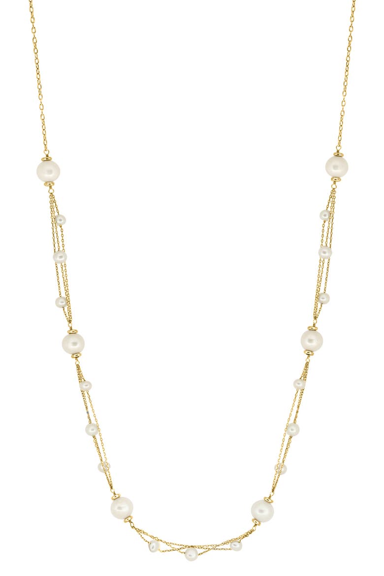 Freshwater Pearl Station Necklace, Main, color, WHITE
