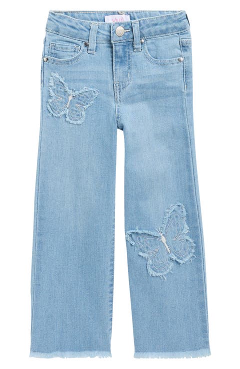Kids' Butterfly Discharge Wide Leg Jeans
