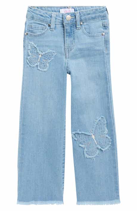 Kids' Butterfly Discharge Wide Leg Jeans