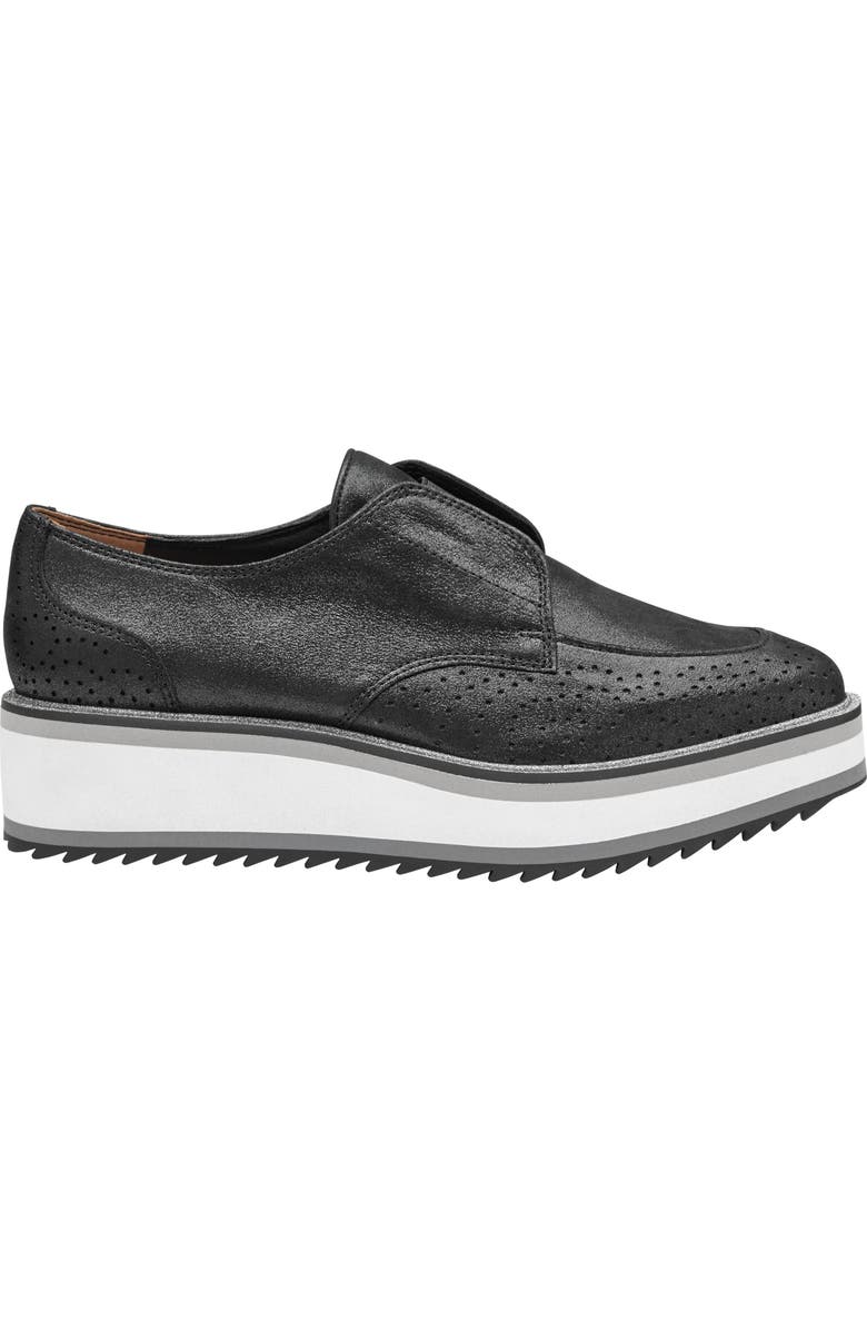 Johnston & Murphy Gracelyn Platform Wedge Derby, Alternate, color, Black Metallic Kid Suede