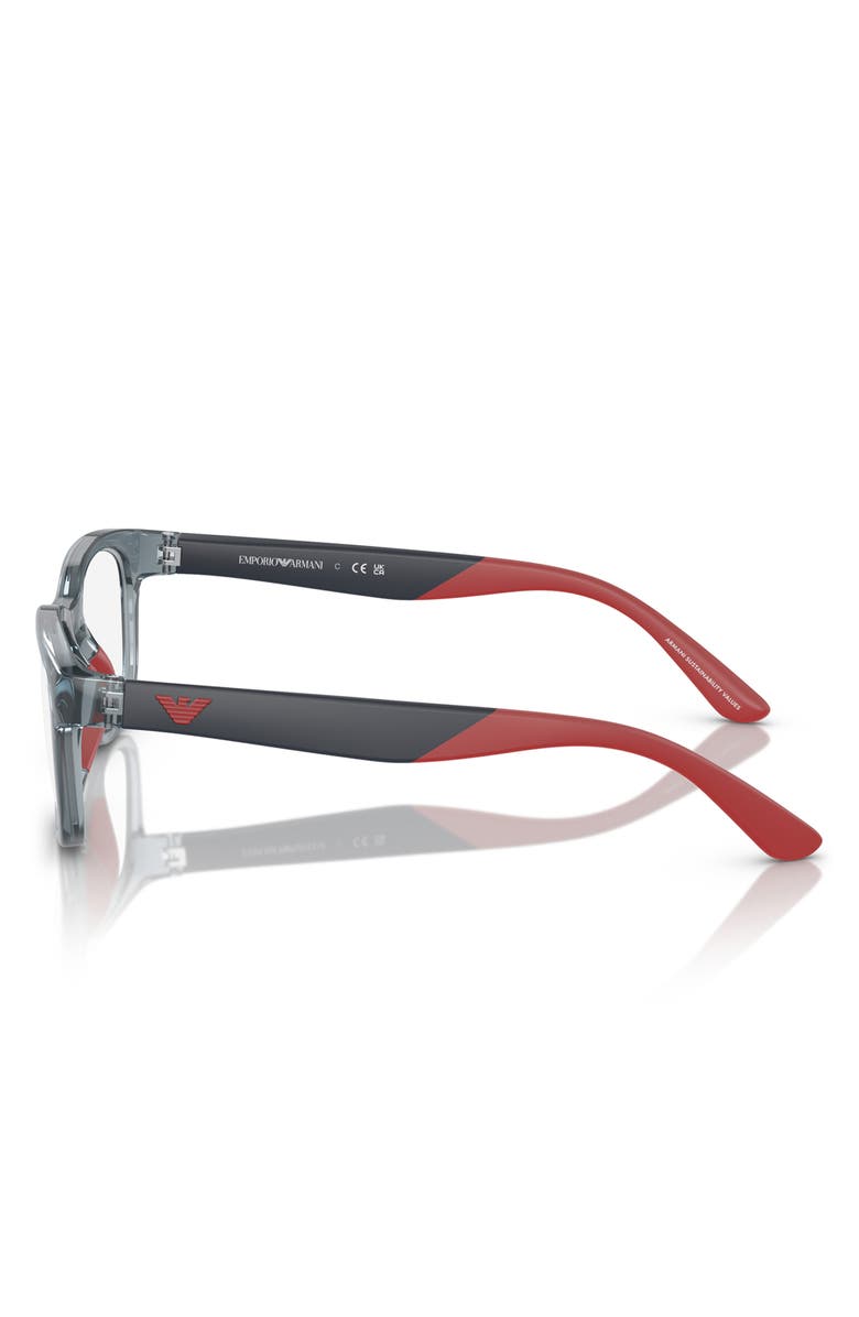 Emporio Armani 49mm Pillow Optical Glasses, Alternate, color, Shiny Blue / Demo Lens