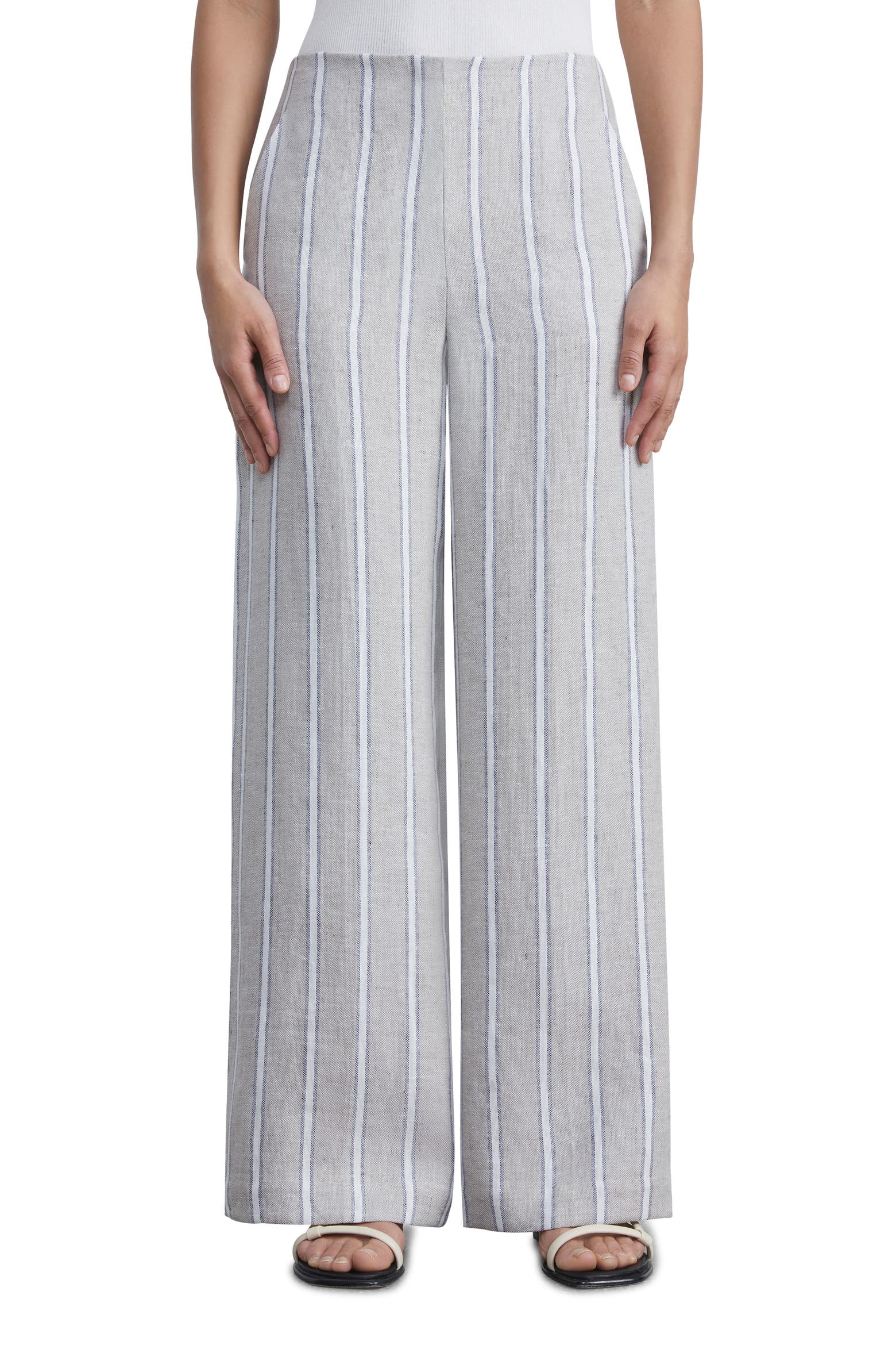 Linen Rack Card Lafayette 148 New York Sullivan Stripe Linen Wide Leg Trousers (Women ...
