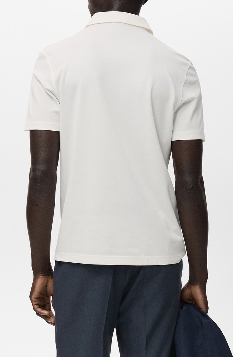 MANGO Solid Cotton Blend Piqué Polo, Alternate, color, Off White