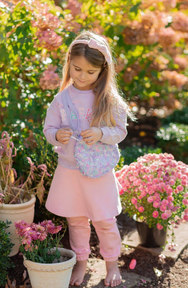 Bits & Bows Tweed Girls' Bow Headband, Alternate, color, Pink/White