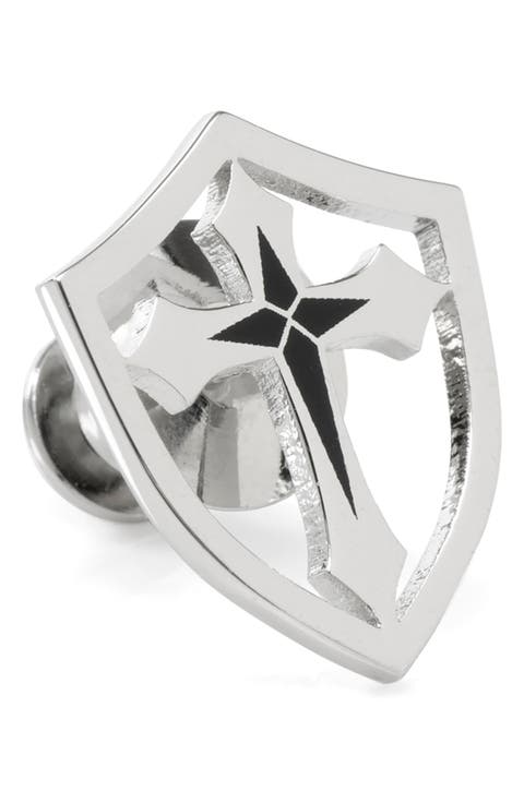 Cross Shield Stainless Steel Lapel Pin