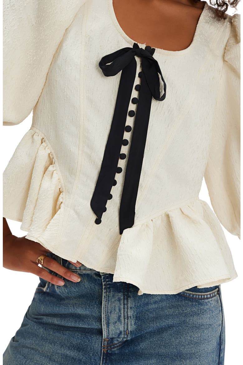 Pamela Embroidered Bow Crop Top, Alternate, color, WHITE ALYSSUM