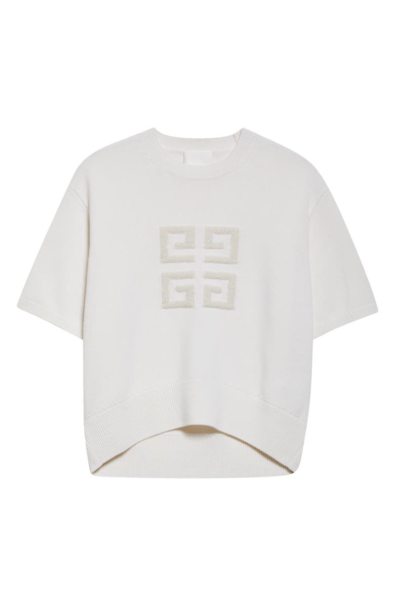 Givenchy 4G Logo Short Sleeve Cashmere Sweater, Alternate, color, White/ Beige