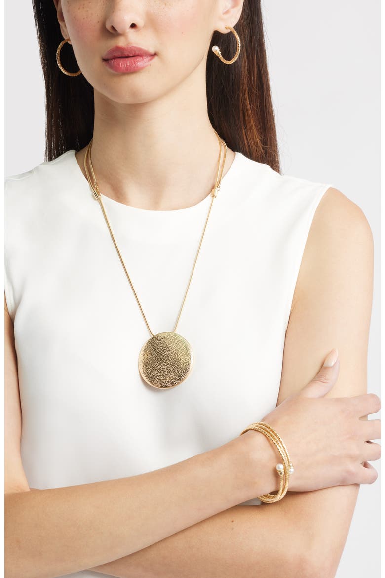 Sea Urchin Pendant Long Necklace, Alternate, color, GOLD