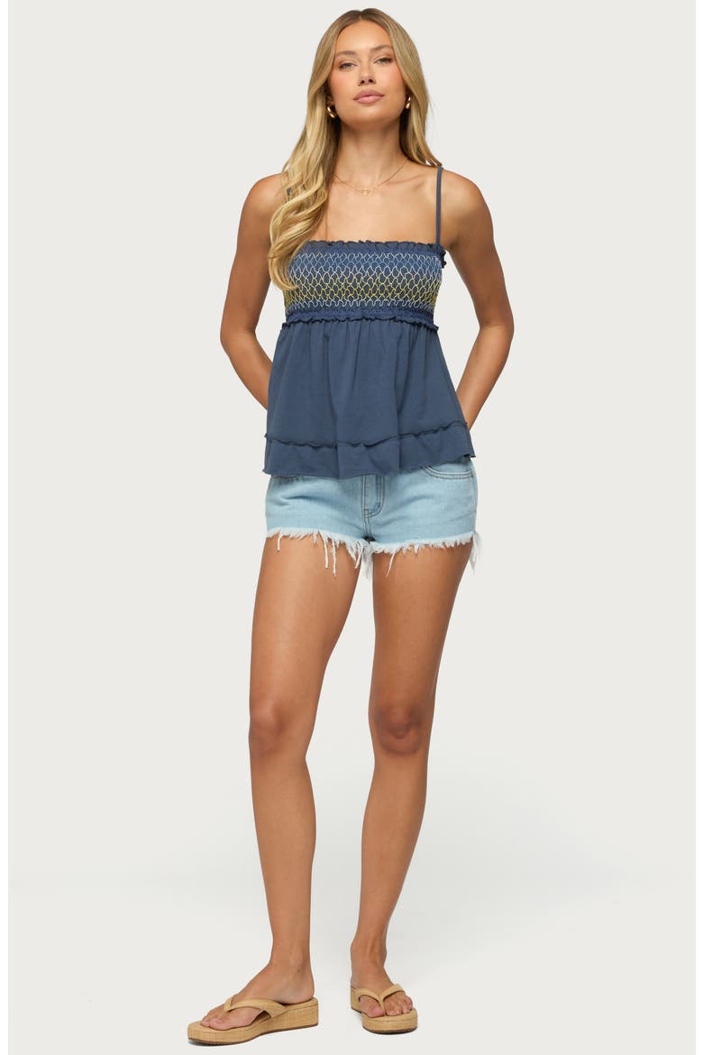 Kelsy Smocked Tank Top, Alternate, color, NAVY