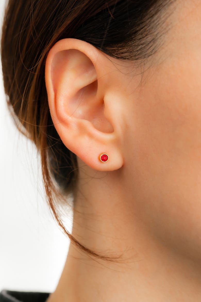 Birthstone Bezel Studs, Alternate, color, Gold-Tone / May Emerald