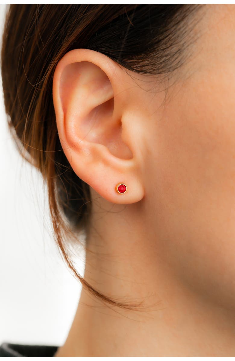 Mint & Lily Birthstone Bezel Studs, Alternate, color, Silver / November Citrine