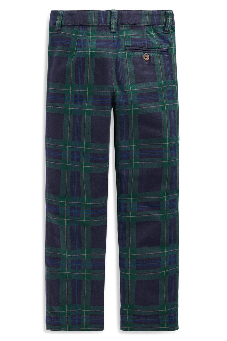 Kids' Smart Slim Plaid Cotton Trousers, Alternate, color, NAVY CHECK