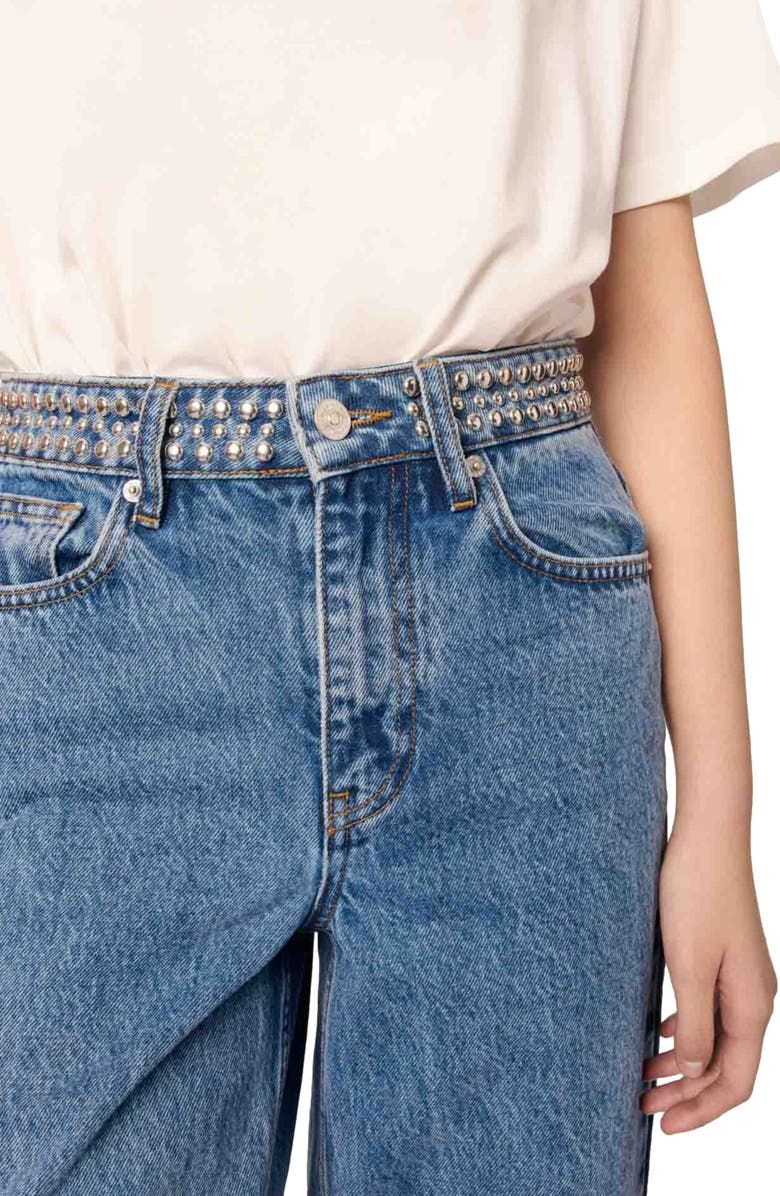 maje Flares jeans with studded waistband, Alternate, color, 