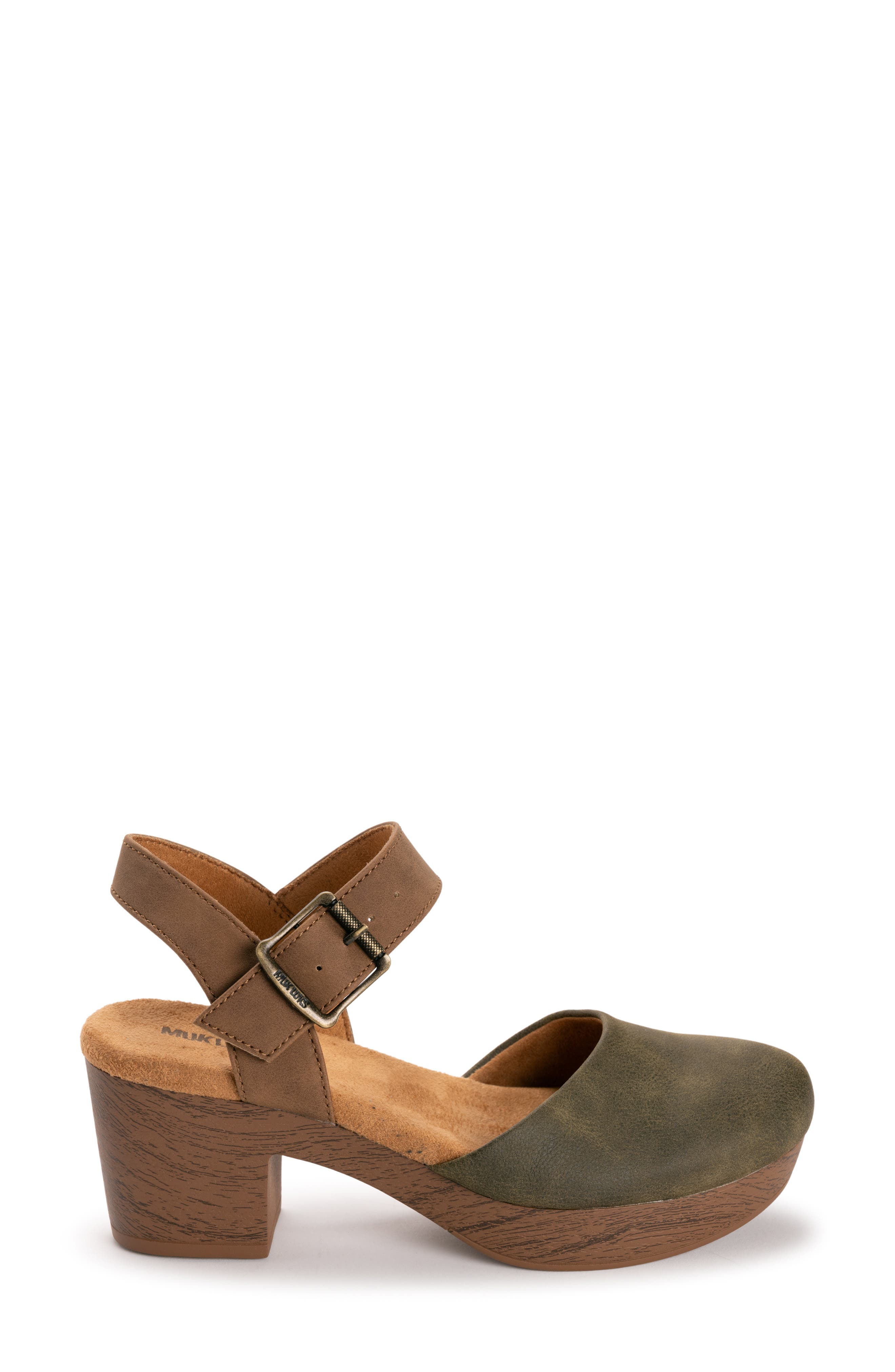 MUK LUKS Merritt Quarter Strap Platform Pump, Alternate, color, Olive/ Tan