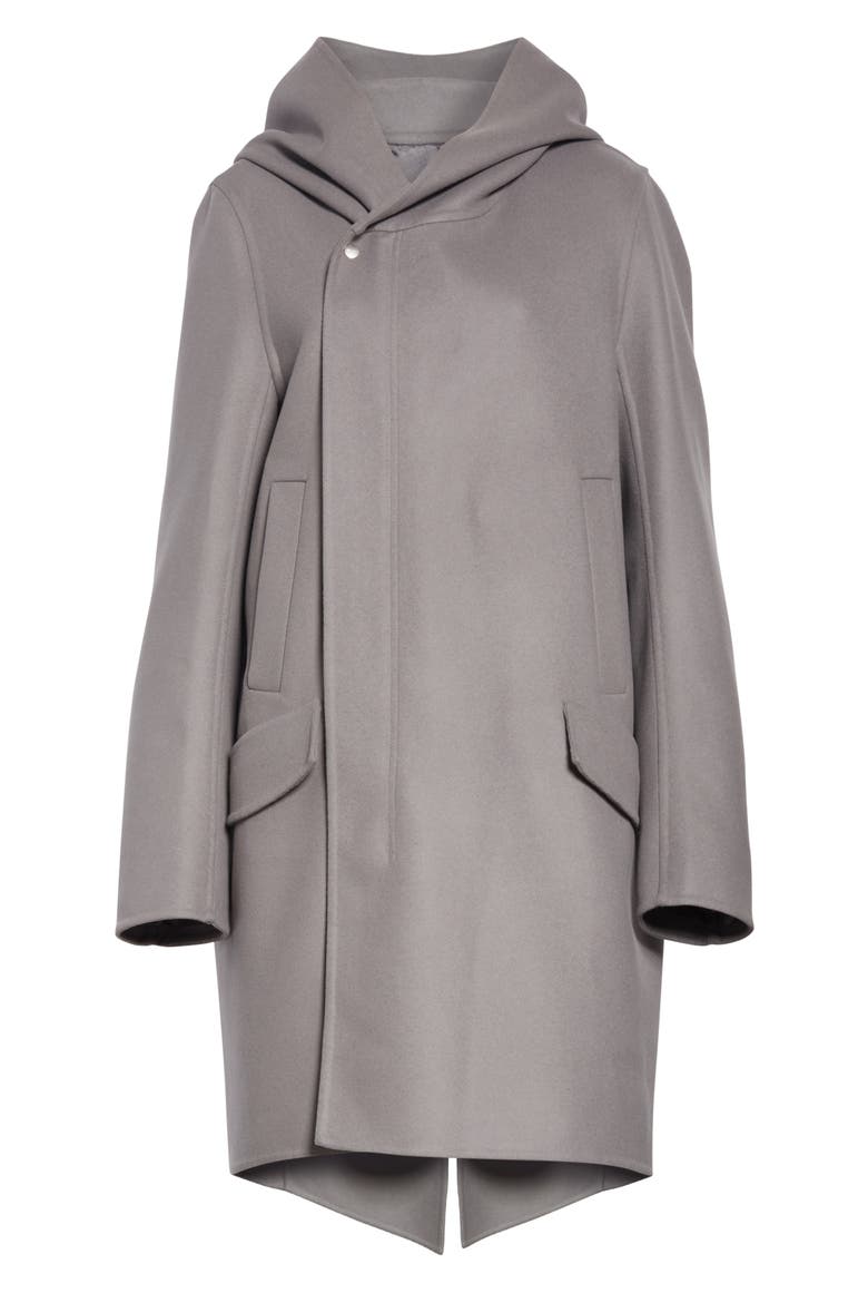 Slab Hooded Long Wool & Nylon Coat, Alternate, color, BLUE
