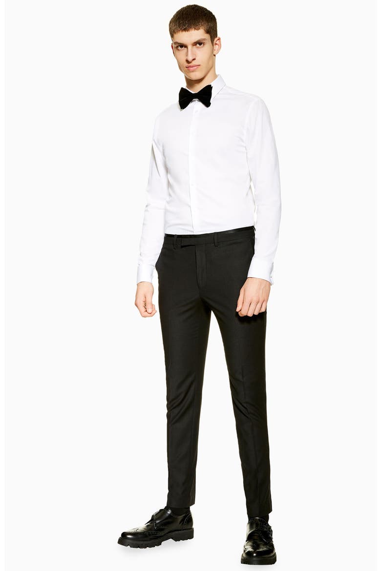 Skinny Fit Tuxedo Trousers, Alternate, color, BLACK