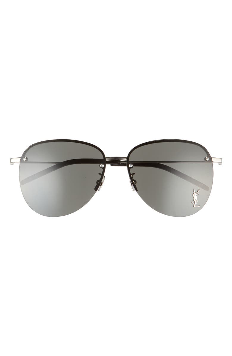 Saint Laurent 61mm Pilot Sunglasses, Main, color,